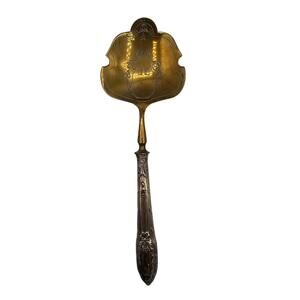 Antique Silverplate Intricate Metal Spatula Tool Engraved Floral